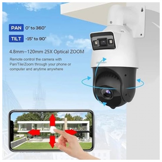 Hikvision IP 4MP Tandemvu PTZ Colorvu Camera 25x Zoom 100m IR 30m White Light