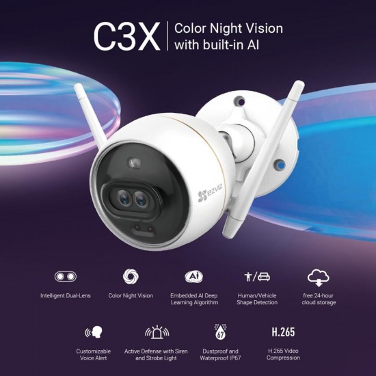 EZVIZ C3X Dual Lens WiFi Camera with Built in AI from Satcity.ie Ireland Limerick EZVIZ C3X Dual Lens WiFi Camera with Built in AI