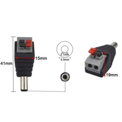 DC MALE POWER CCTV CAMERA CONNECTOR ADAPTER JACK PLUG CABLE PUSH TYPE 10