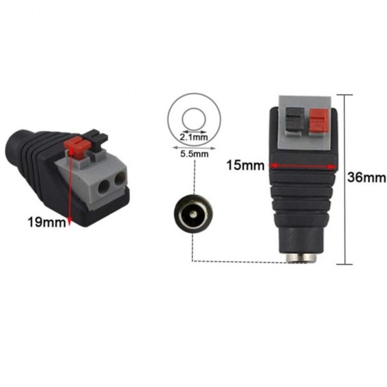 DC Female 2.1mm Connector Push Type for CCTV from satcity.ie Limerick Ireland