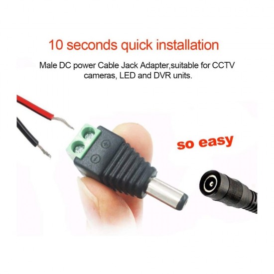 DC MALE POWER BALUN PLUG ADAPTER CONNECTOR JACK SOCKET CABLE PUSH FOR CCTV 10 from satcity.ie Limerick Ireland