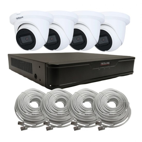 Dahua 4 Channel IP CCTV Kit NVR-9004 with 4MP Lite AI WizSense Dome Cameras (2.8mm)