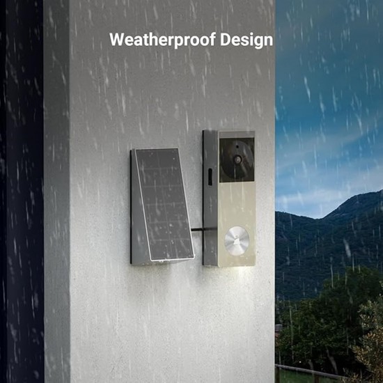 EZVIZ HP3 Pro - Battery Powered WiFi Doorbell Kit with Solar Panel 3MP 2K Grey