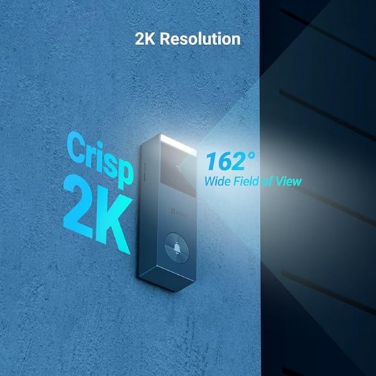 EZVIZ HP3 Pro - Battery Powered WiFi Doorbell Kit with Solar Panel 3MP 2K Grey