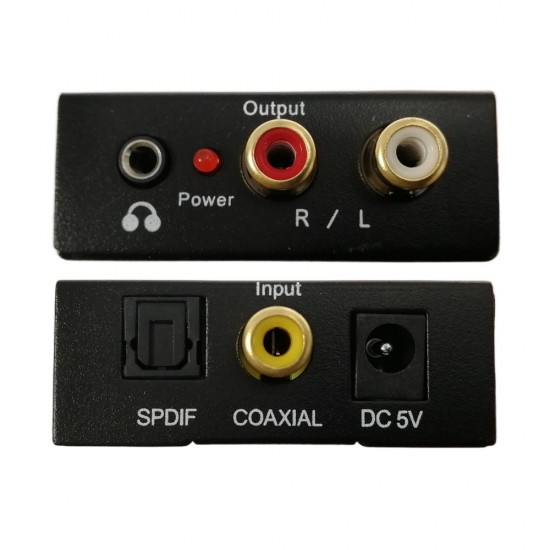 DIGITAL AUDIO TO ANALOGUE CONVERTER STEREO TOSLINK RCA USB POWER COAX ADAPTER