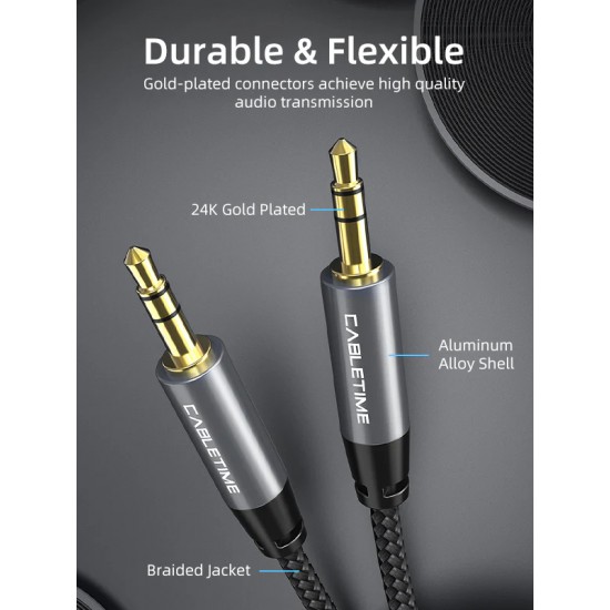 Premium 0.3m AUX Male to Male Cable 3.5mm Jack