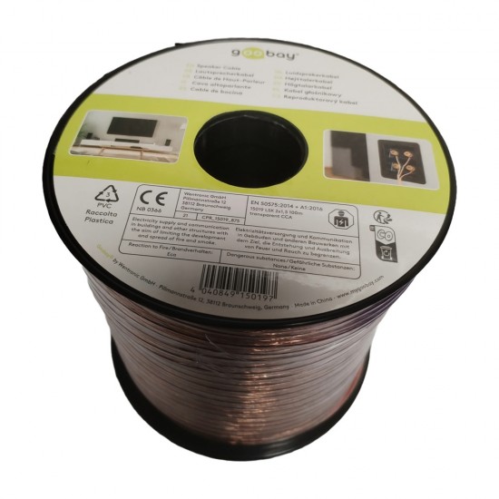 100M TRANSPARENT SPEAKER CABLE 2 CORE CLEAR CAR AUTO AUDIO HIFI TWIN WIRE LEAD