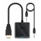 HDMI (type A) to VGA female Adapter 0.15m nickel-plated + 3.5 mm jack cable