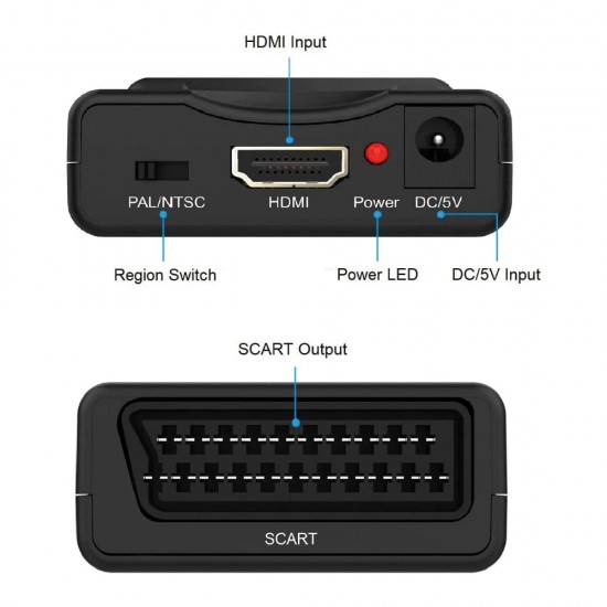 HDMI  to Scart Converter Composite Audio Video Scaler With HDMI Cable AV Adapter
