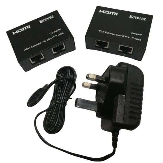 HDMI EXTENDER OVER DUAL UTP 2 X CAT5/6 ETHERNET EXTENDER ESD 1080P 30M WITH IR 