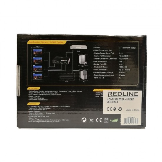 4 WAY HDMI SPLITTER REDLINE