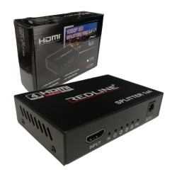 HDMI SPLITTER 4 WAY 1 INPUT 4 OUTPUT 1080P AMPLIFIER HUB HD TV PS3 REDLINE HDMI SPLITTER 4 WAY 1 INPUT 4 OUTPUT 1080P AMPLIFIER HUB HD TV PS3 REDLINE