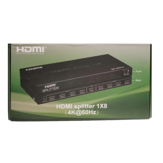 HDMI SPLITTER 8 PORT 1 INPUT 8 OUTPUT 1080P AMPLIFIER HUB HD TV PS3 REDLINE