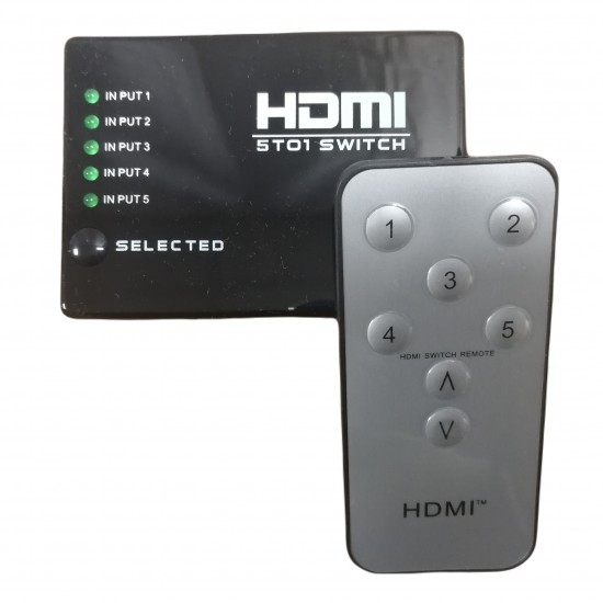 HDMI SWITCH SWITCHER 5 PORT SPLITTER HUB IR REMOTE FOR HDTV PS3 5 IN 1 OUT 