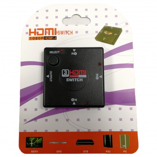 3 WAY HDMI SWITCH BOX SPLITTER AUTOMATIC MANUAL V1.4 FOR 1080P HD TV XBOX LAPTOP from Satcity.ie Ireland Limerick 3 WAY HDMI SWITCH BOX SPLITTER AUTOMATIC MANUAL V1.4 FOR 1080P HD TV XBOX LAPTOP