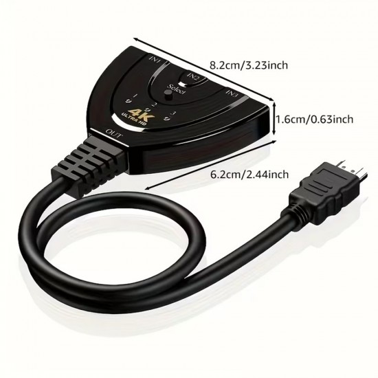3 Way HDMI Switch Box – 3 Port HDMI Switcher Automatic & Manual Selection 3 Way HDMI Switch Box – 3 Port HDMI Switcher Automatic & Manual Selection