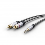 3M PREMIUM AUX ADAPTER 3.5MM JACK TO RCA AUDIO CABLE TWIN PHONO SPEAKER STEREO 
