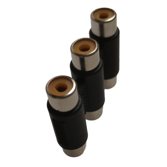RCA 3 X PHONO COUPLER JOINER FEMALE TO FEMALE AUDIO VIDEO CONNECTOR ADAPTOR