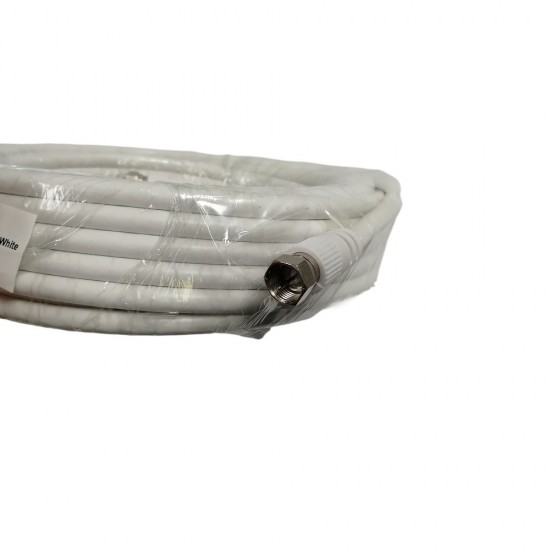 10M RG6 SATELLITE CABLE WHITE PREMADE WITH-F CONNECTORS TV SKY FREESAT SATELLITE