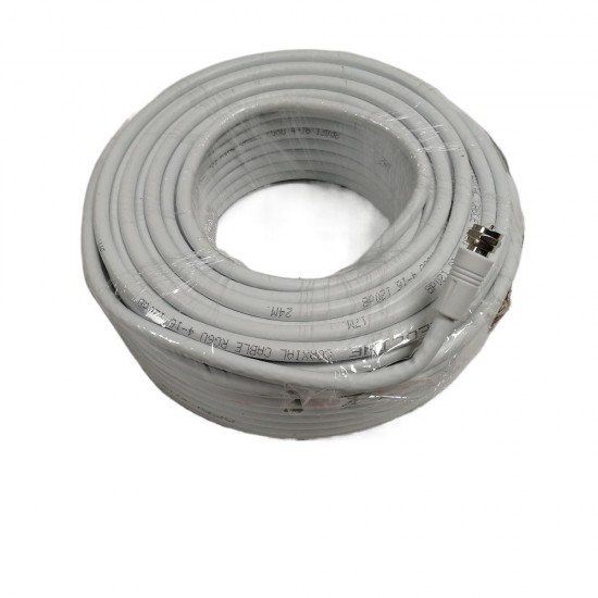 20M RG6 SATELLITE CABLE WHITE PREMADE WITH F-CONNECTORS TV FREESAT SATELLITE