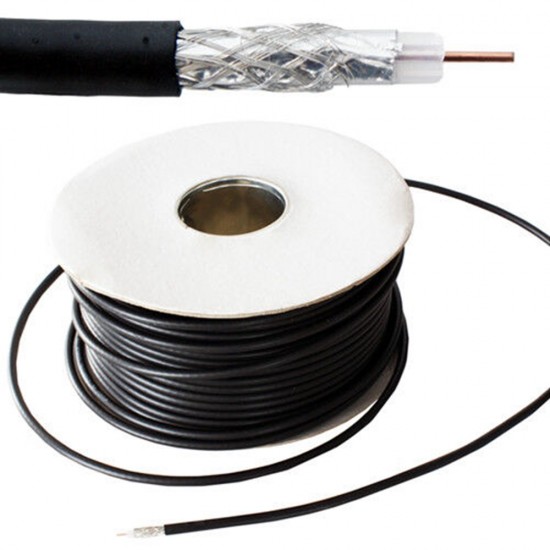 100M RG6 COAXIAL CABLE BLACK HD DIGITAL TV SKY FREESAT FREEVIEW SATELLITE AERIAL