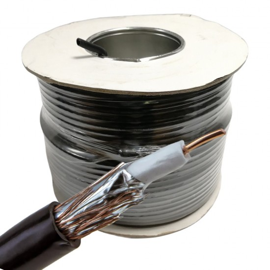 100M RG6 COAXIAL CABLE BLACK HD DIGITAL TV SKY FREESAT FREEVIEW SATELLITE AERIAL