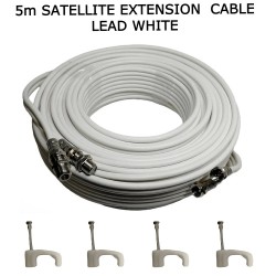 5m White Sky Cable Extension Sky Q Sky+HD Twin Coax Satellite Sky Lead Shotgun with Clips 5m White Sky Cable Extension Sky Q Sky+HD Twin Coax Satellite Sky Lead Shotgun with Clips