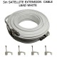 5m White Sky Cable Extension Sky Q Sky+HD Twin Coax Satellite Sky Lead Shotgun with Clips 