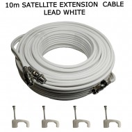 10m White Sky Cable Extension Sky Q Sky+HD Twin Coax Satellite Sky Lead Shotgun with Clips