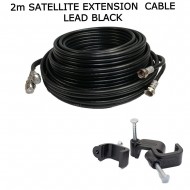 2m Black Sky Cable Extension Sky Q Sky+HD Twin Coax Satellite Sky Lead Shotgun with Clips