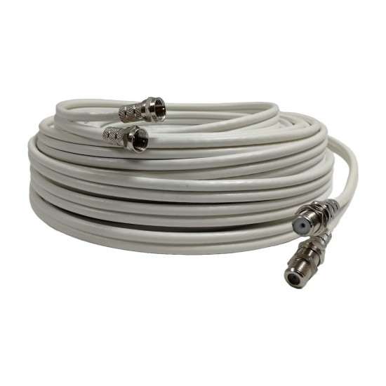 2m White Sky Cable Extension Sky Q Sky HD Twin Coax Satellite Sky Lead Shotgun with Clips