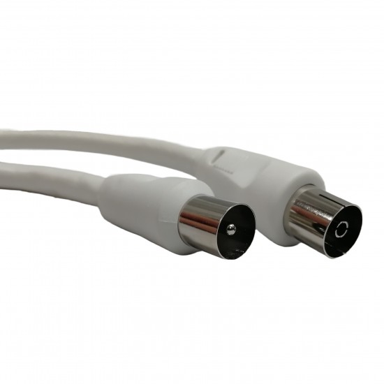 Coaxial Jack to Coaxial Plug Fly Lead 1.5m White from Satcity.ie Ireland Limerick Coaxial Jack to Coaxial Plug Fly Lead 1.5m White