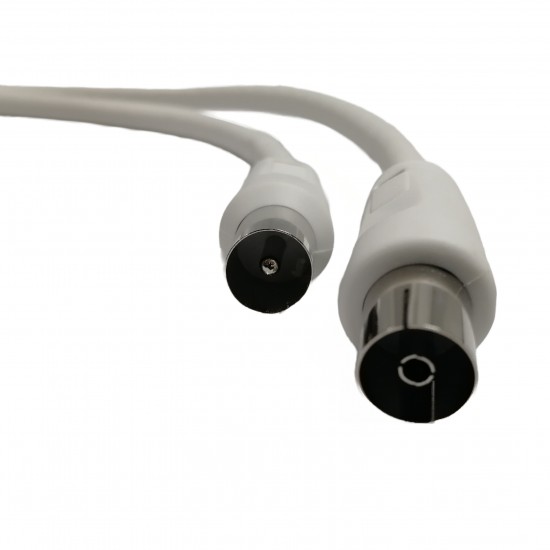 Coaxial Jack to Coaxial Plug Fly Lead 1.5m White from Satcity.ie Ireland Limerick Coaxial Jack to Coaxial Plug Fly Lead 1.5m White