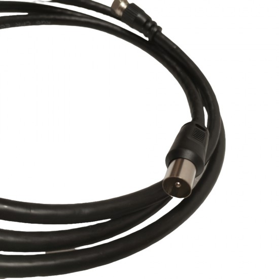 1.5M F-TYPE TO COAXIAL PLUG FLY LEAD CABLE TV AERIAL DIGITAL PLUG RF COAX BLACK