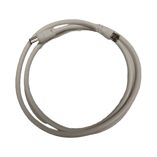1.5M F-TYPE TO COAXIAL PLUG FLY LEAD CABLE TV AERIAL DIGITAL PLUG RF COAX WHITE
