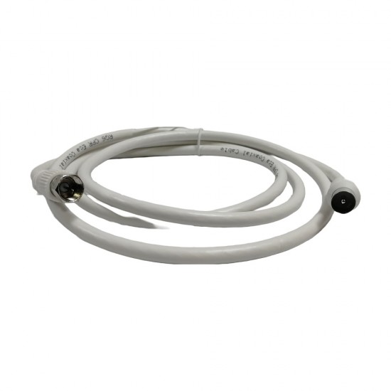1.5M F-TYPE TO COAXIAL PLUG FLY LEAD CABLE TV AERIAL DIGITAL PLUG RF COAX WHITE