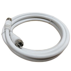 1.5M F-TYPE TO F-TYPE FLY LEAD CABLE TV AERIAL DIGITAL PLUG RF COAX CABLES WHITE
