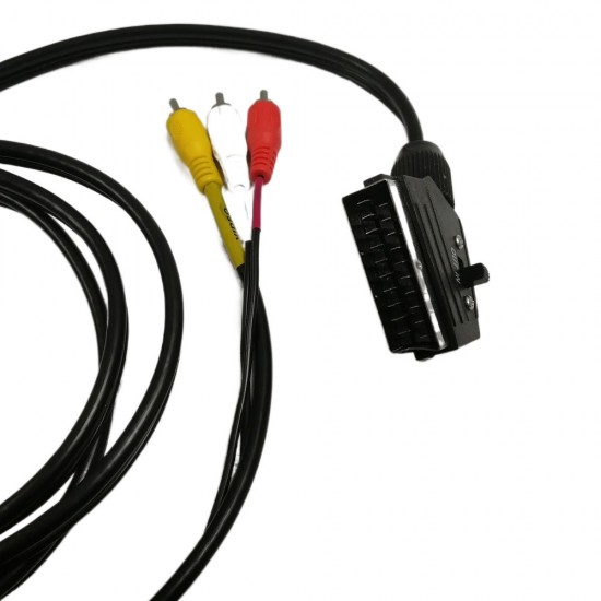 SCART TO RCA 3 X PHONO CABLE LEAD SWITCHABLE TRIPLE COMPOSITE AUDIO VIDEO 1.5M