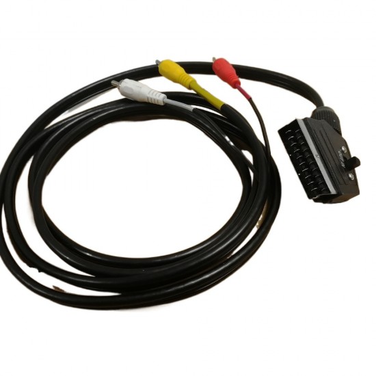 SCART TO RCA 3 X PHONO CABLE LEAD SWITCHABLE TRIPLE COMPOSITE AUDIO VIDEO 1.5M