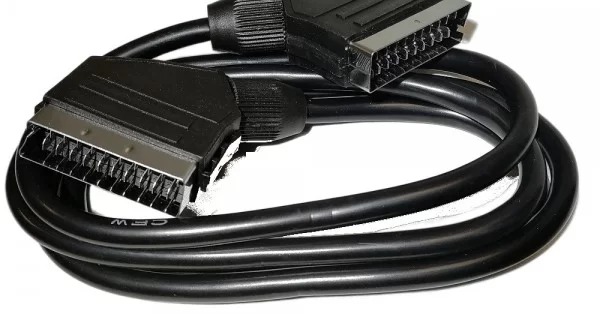 SCART TO SCART CABLE LEAD FULLI WIRED 21 PIN ROUND RGB SKY ...
