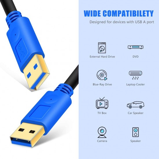 1.8M USB 3.0 CABLE Type A to Type A Data Lead Male to Male Plug Super Speed  from satcity.ie Limerick