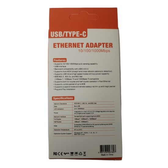 USB 3.0 to Gigabit LAN RJ45 Ethernet Network Adapter – 1000Mbps