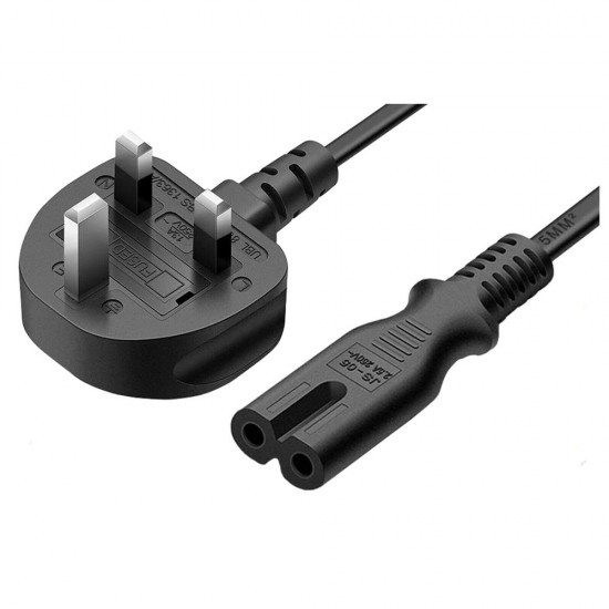 Figure of 8 Power Lead 2 Pin Mains Cable UK Plug Cable Cord C7 Fig Laptop TV