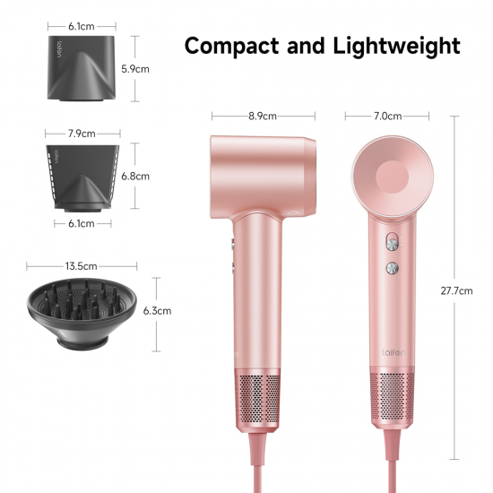 Laifen Swift Premium - High Speed Hairdryer with Attachments & Carry Case (Pink) from Satcity.ie Ireland Limerick Laifen Swift Premium - High Speed Hairdryer with Attachments & Carry Case (Pink)
