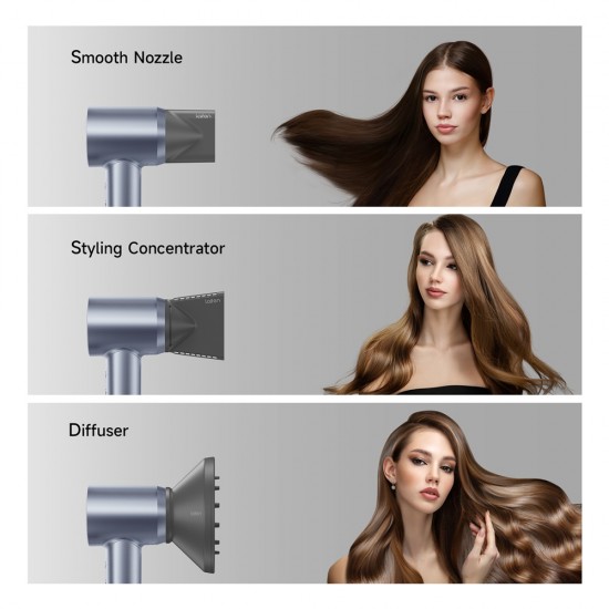Laifen Swift Premium - High Speed Hairdryer with Attachments & Carry Case (Silver Blue)