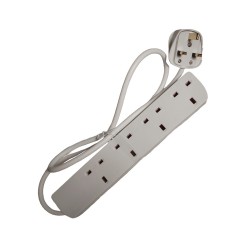 MAINS POWER EXTENSION LEAD CABLE ELECTRIC GANG PLUG STRIP SOCKET 13A 4 WAY 1M MAINS POWER EXTENSION LEAD CABLE ELECTRIC GANG PLUG STRIP SOCKET 13A 4 WAY 1M