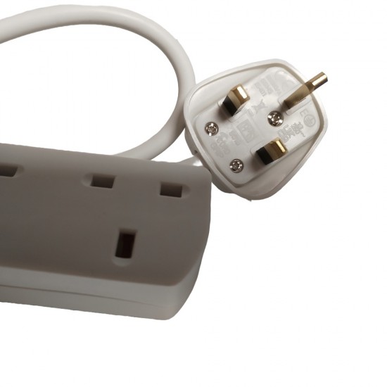 MAINS POWER EXTENSION LEAD CABLE ELECTRIC GANG PLUG STRIP SOCKET 13A 4 WAY 2M
