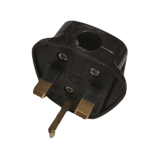 Black Electric 3 Pin Power Plug Round Pin Plugs Adaptor UK Screw Terminals 
