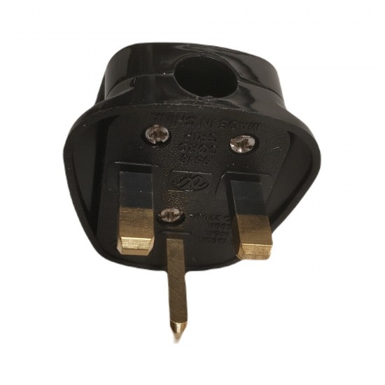 Black Electric 3 Pin Power Plug Round Pin Plugs Adaptor UK Screw Terminals from Satcity.ie Ireland Limerick Black Electric 3 Pin Power Plug Round Pin Plugs Adaptor UK Screw Terminals