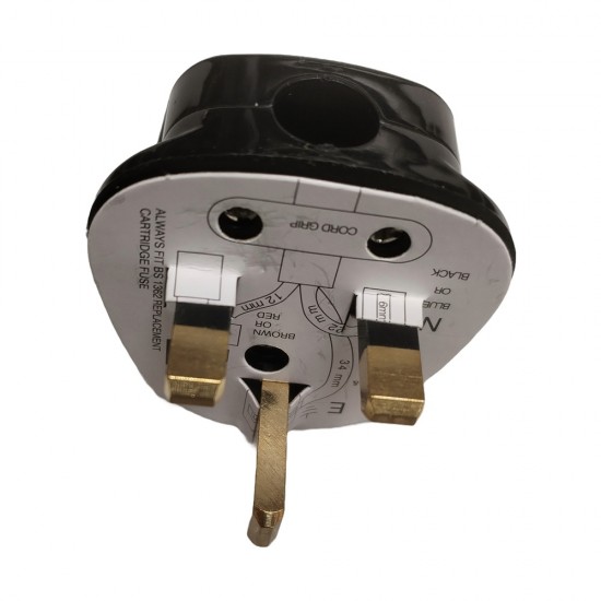 Black Electric 3 Pin Power Plug Round Pin Plugs Adaptor UK Screw Terminals from Satcity.ie Ireland Limerick Black Electric 3 Pin Power Plug Round Pin Plugs Adaptor UK Screw Terminals